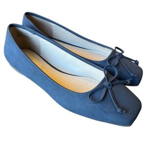 Liz Claiborne Flushing women's square closed-toe ballet flats blue faux suede 9W